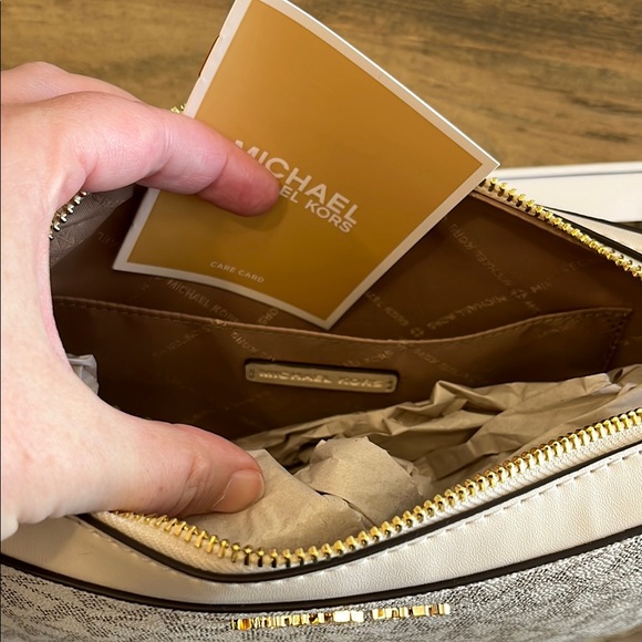 Michael Kors Cream Monogram Shoulder Bag - Picture 7 of 14